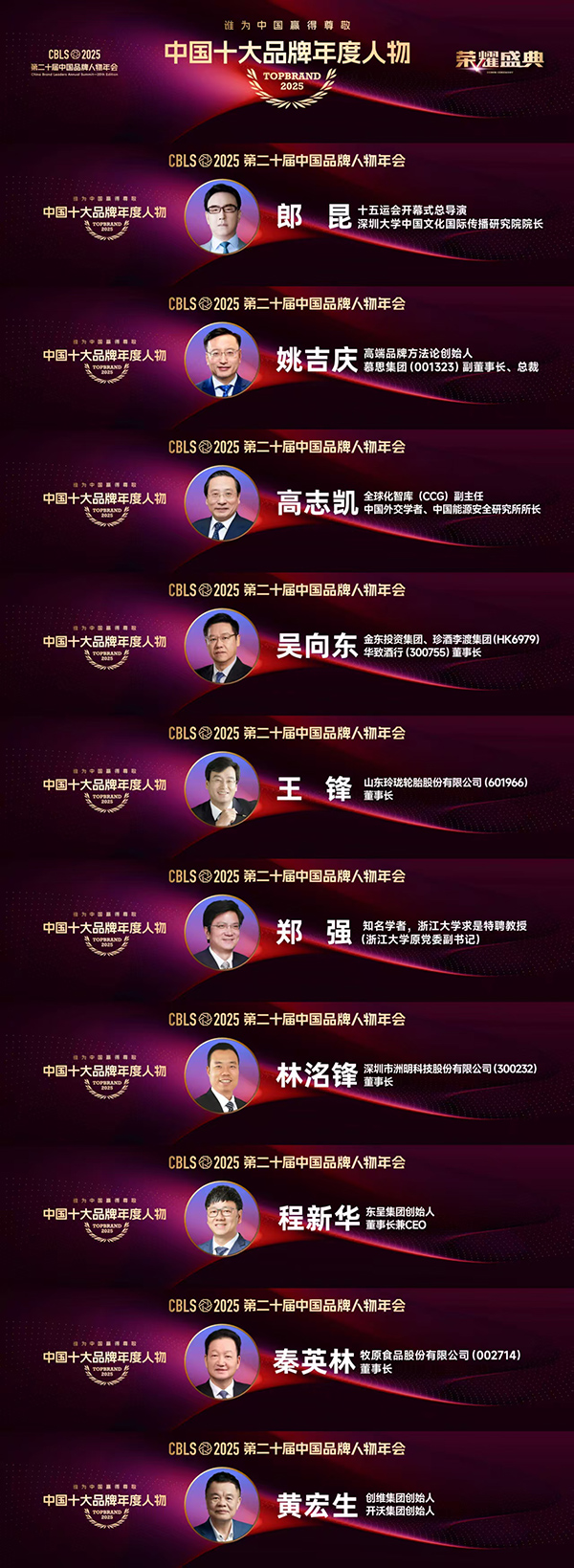 2025中国十大品牌年度人物